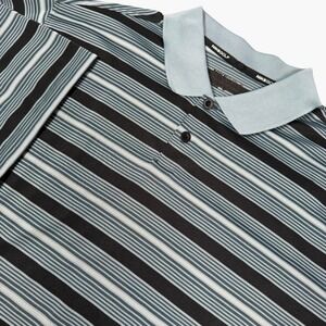 Nike Performance Golf Polo Shirt Mens XL Gray Black Striped Dri-Fit Short Sleeve